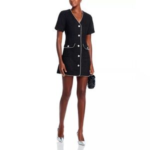 Black Short Sleeve Button-Down Dress